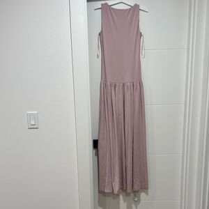 Sleeveless Mauve Pink Maxi Dress with Drop Waist
